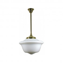 Lighting Inspiration-Victorian 9" / 12" / 16" School House Opal Gloss Rod Pendant - Polished Brass